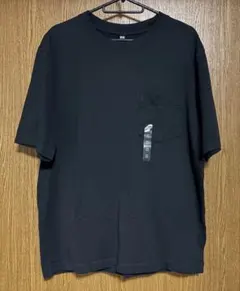 ユニクロ オーバーサイズ ポケツキTシャツ(5分袖)ブラック Mサイズ