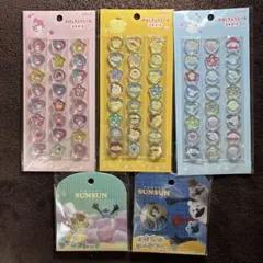 サンリオ　おはじきふうシール& スンスン　おはじきシール［正規品］5枚セット