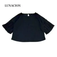 美品　ルナシオン　シアースリーブドッキングブラウス(L)プリーツ　綺麗め　大人