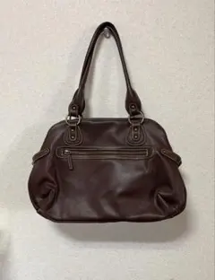 レディース ダークブラウン レザー ショルダー ハンドバッグ