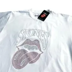 ザ・ローリングストーンズ　ラインストーンTシャツ　ベロマーク　L ホワイト