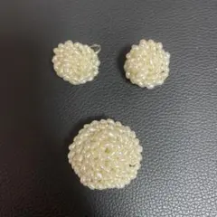 ヴィンテージ パールビーズ ブローチ＆イヤリングセット