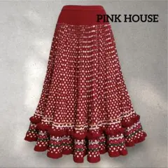 【激レア】ピンクハウス　ドット柄ニットスカート　フレア　プリーツ　フリル