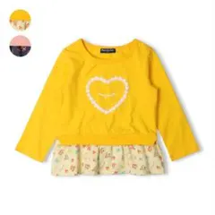 moujonjon レースハート裾小花柄切替長袖Tシャツ