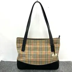 大人気☆BURERRY☆バーバリー☆トートバッグ☆キャンバス☆チェック☆革☆黒！