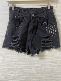 Y2k平成ギャルダメージショートスタッズ付きデニム