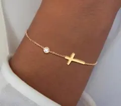ラスト１ ゴールドチェーン ブレスレット クロス サージカルステンレス 金属アレ
