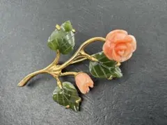 M5080 珊瑚　ブローチ　ヴィンテージ アクセサリー