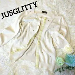 ✦ジャスグリッティ✦　ビジューカーディガン　ペールベージュ　優しい　M