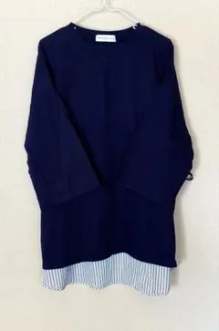 SEASON REASON ネイビー7分袖トップス　大きいサイズ