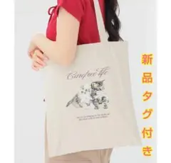 新品 タグ付き ねこ トートバッグ リボン キャット 猫のサムネイル