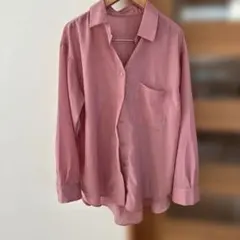 AMERICAN HOLIC ピンクの長袖シアーボタンシャツ　Mのサムネイル