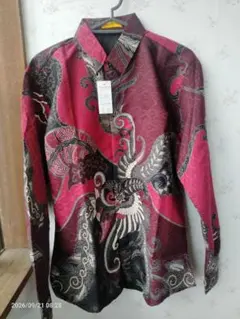 Batik バティック シャツ - レッド (M-長袖)