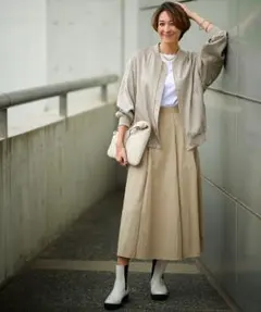 美品】【23区】22AW テンセルレーヨン サテンMA-1 ブルゾン グレー 