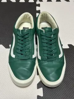 VANS VAULT レザー オールドスクール 28.0cm グリーン ライト