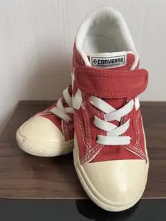 キッズ　スニーカー　CONVERSE コンバース　赤レッド マジックテープ　19