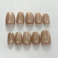No.11 大人シンプル くすみベージュ パールネイルチップ　標準サイズ