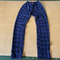 フリース ネイビー チェック柄 パンツ