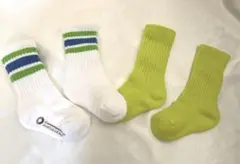 ファミマ　子供用靴下　キッズ　ソックス　靴下　2足セット　蛍光　ラインソックス