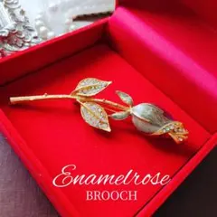 薔薇 エナメル ローズ ブローチ 一輪花 フラワー ゴールド 入学式 卒業式