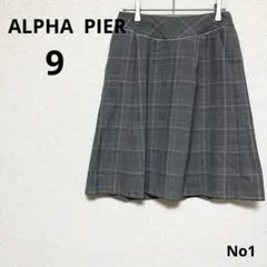 アルファピア 事務服 フレアスカート ひざ丈スカート チェック柄 日本製 9号