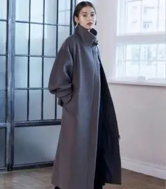 【新品未使用】MURUA スタンドカラージップウール混コート