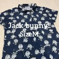 ジャックバニー ドラえもん 総柄 半袖 ポロシャツ ドライ ネイビー レディース