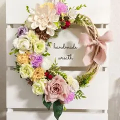 春待ち　ナチュラルカラー隠れベリーのハーフリース　縦長リース