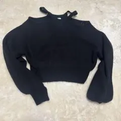 H&M オフショルダー黒ニットセーター XS ギャル系