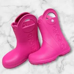Crocs ★ レインシューズ 子供用 キッズ ピンク 長靴 C11 18cm