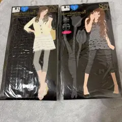 M-L ストライプ・レースデザインレギンスセット