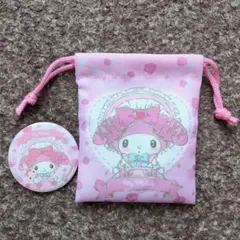マイメロディ 巾着袋と缶バッチセット①