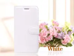 iPhone7/8Plus 手帳型 定期 収納レザーケース フィルム ホワイト