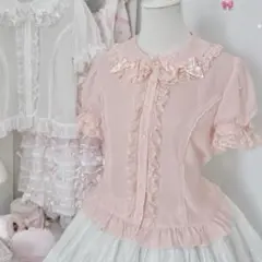 Angelic Pretty lacy frill 半袖 ブラウス ピンク - メルカリ