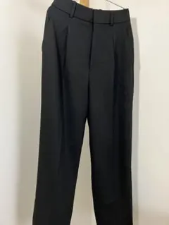 UNIQLO タックワイドパンツ/丈長め 黒 SX 股下74