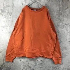 B437古着　トレーナー　スウェット　オレンジ　無地　90s Y2K