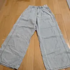 GU　ライトブルーデニムワイドパンツ　150cm