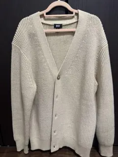UNIQLO ベージュ ミドルゲージVネックカーディガン M