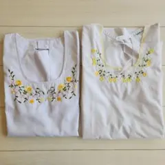 割烹着　2枚セット　まとめ売り　フリル　花柄　昭和レトロ　エプロンのサムネイル