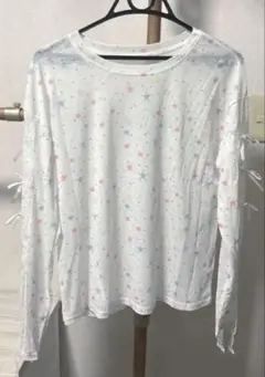 薄手 シアー トップス ホワイト 長袖 ゆめかわ 星 スター ウィッシュコア