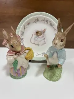 Royal Albert ピーターラビット フィギュリン2体 プレート1枚
