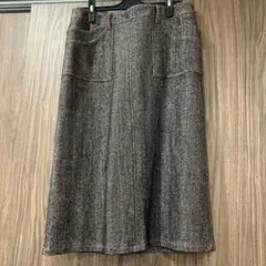 シンプルライフ　ブラウン タイトスカート ポケット付き