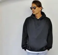 【Upcycle】スウェット パーカー 黒 M USA製