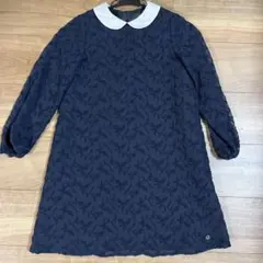 タルティーヌエショコラ　ネイビー 花柄刺繍 ワンピース