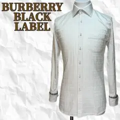 ☆極美品☆バーバリーブラックレーベル ホワイトチェック長袖シャツ（38）細身