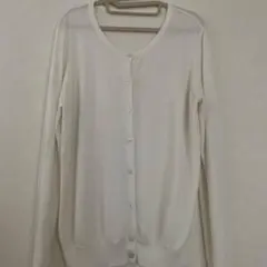 【GU】ホワイト ボタン付きカーディガン 長袖 XL