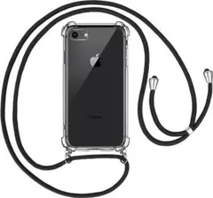 【Z08】iPhone7 8 SE2 SE3対応 ストラップ透明バンパーケース