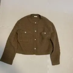 GU ダブルポケットニットジャケット ブラウン