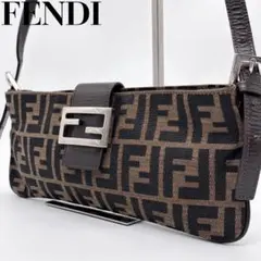 【極美品】 フェンディ マンマバケット ズッカ ワンショルダーバッグ FF金具
