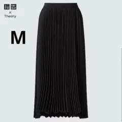 美品 UNIQLO theory セオリー M ブラック プリーツラップスカート
